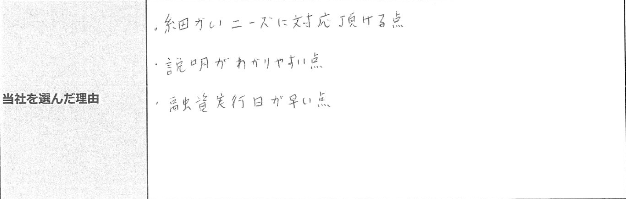 ご利用者様の声