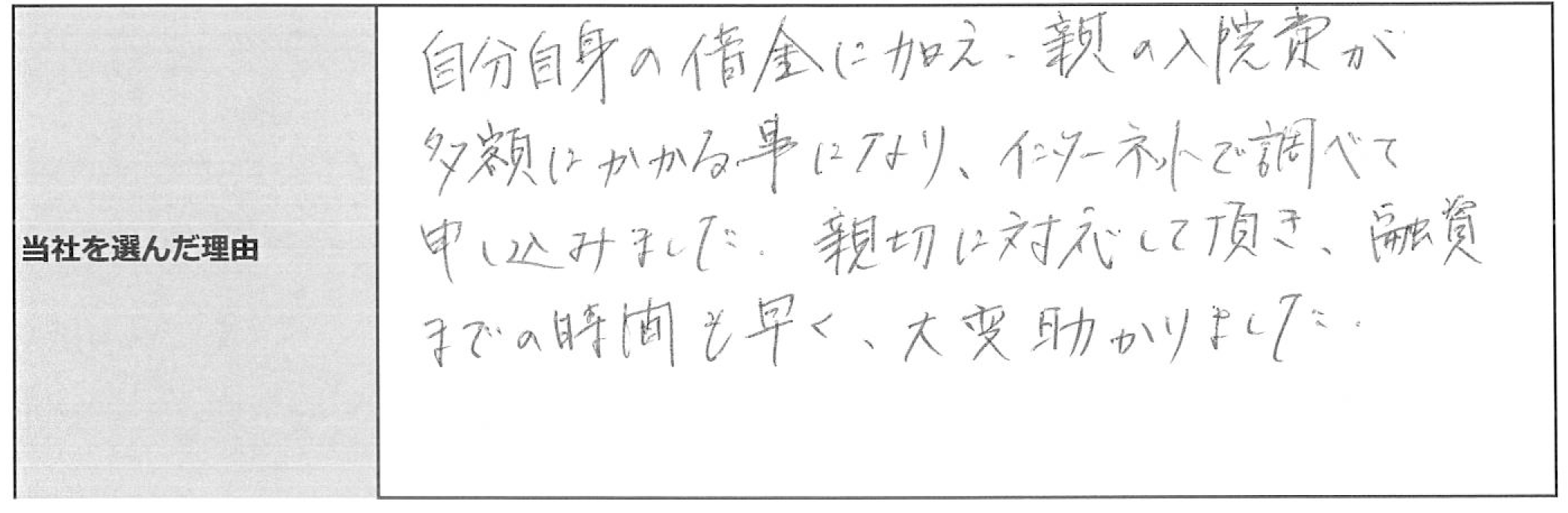 ご利用者様の声