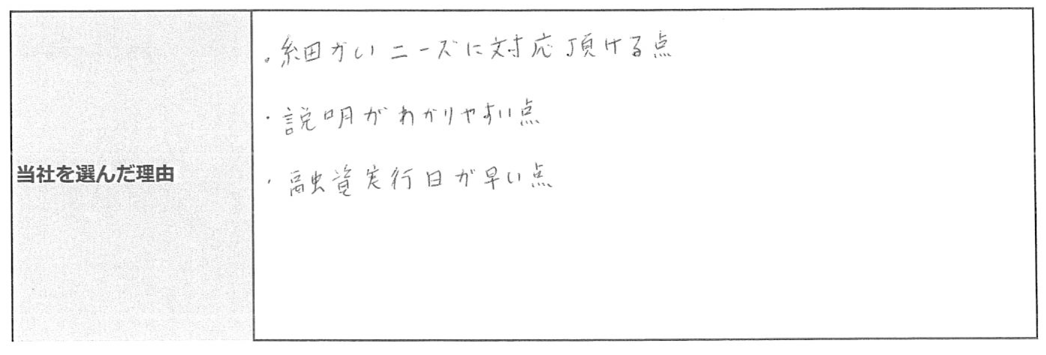 ご利用者様の声